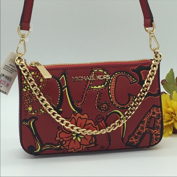 MICHAEL KORS BARCELONA SM ZIP POUCHETTE SCARLET - Picture 4 of 8